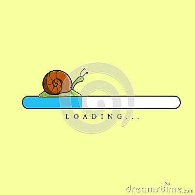 Vector illustration loading bar with doodle snail Vector Illustration