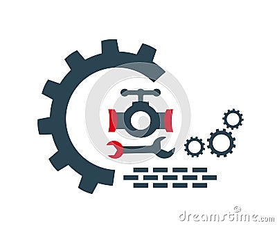 Vector illustration of the logo, the icon of plumbing works. Construction. Vector Illustration