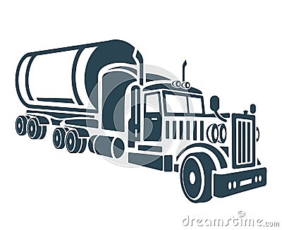 Vector illustration, logo, truck, vintage style. Transportation of fuel Vector Illustration