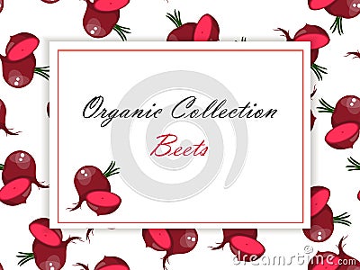 Whole ripe vegetables red beet Vector Illustration