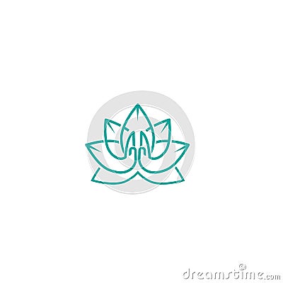 Vector illustration of Logo for a yoga studio. Lotus logo with Namaste. graphic design elements in flat style for spa or yoga cent Vector Illustration