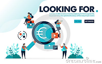 Vector illustration looking for jobs. People looking for high paying jobs. Find profits in business, money and investment. Vector Illustration