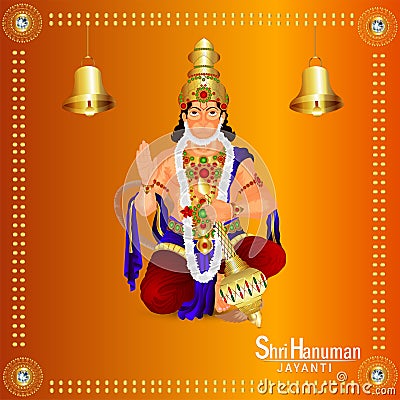 Vector illustration of lord hanuman for hanuman jayanti celebration background Cartoon Illustration