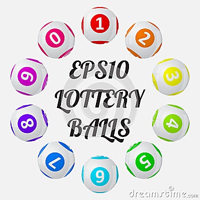 Vector illustration of lottery balls. sorted around text. Vector Illustration