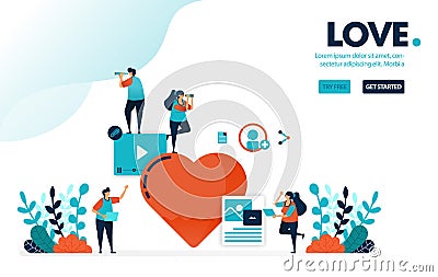 Vector illustration love sign. People like and love content. Creative social media video and image content with lots of love. Vector Illustration
