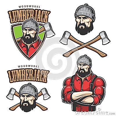 Vector illustration of lumberjack emblems Vector Illustration