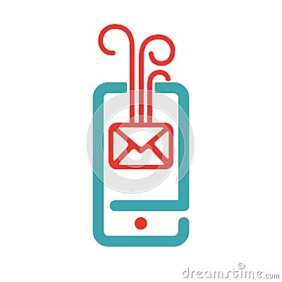 Vector illustration of mail arrow icon on smartphone screen. Vector Illustration