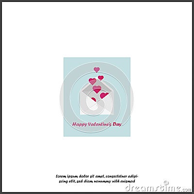 Vector illustration of a mail envelope and heart. Hearts fly from the envelope. Romantic illustration on white isolated background Vector Illustration