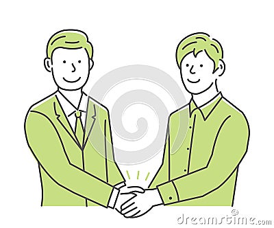 Vector illustration of a male business person shaking hands with a customer Vector Illustration