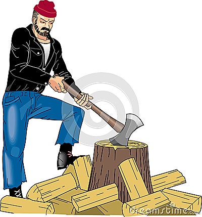 Chopping Wood Vector Illustration Vector Illustration