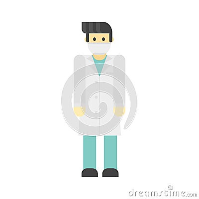 Vector illustration of man in coat flat style dentist doctor character professional cartoon and pediatrician medical Vector Illustration