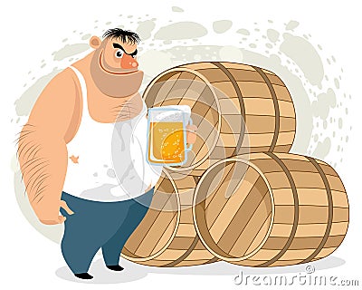 Man drinking beer Vector Illustration