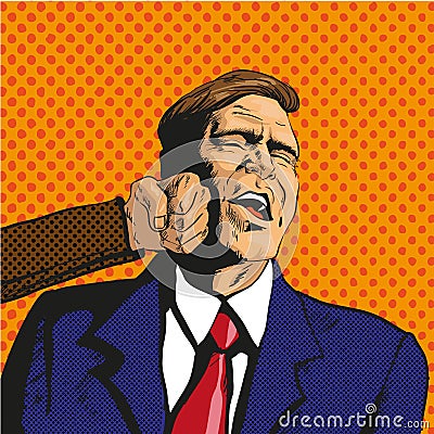 Vector illustration of man facing difficulties, in pop art style Vector Illustration