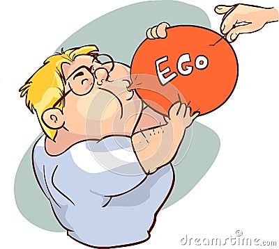 Vector illustration man inflating an ego balloon Vector Illustration