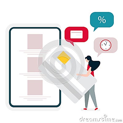 People. Banking transactions using phone. Vector Vector Illustration