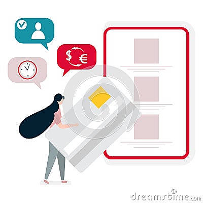 People. Banking transactions using phone. Vector Vector Illustration