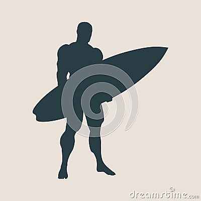 Vector illustration of man posing with surfboard Vector Illustration