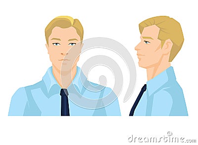 Vector illustration of man`s face on white background. Vector Illustration