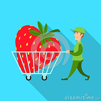 Vector illustration of man and strawberry symbol. Collection of man and shopping vector icon for stock. Vector Illustration