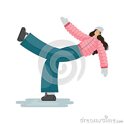 Vector illustration of a man who slipped on the ice on the sidewalk Vector Illustration