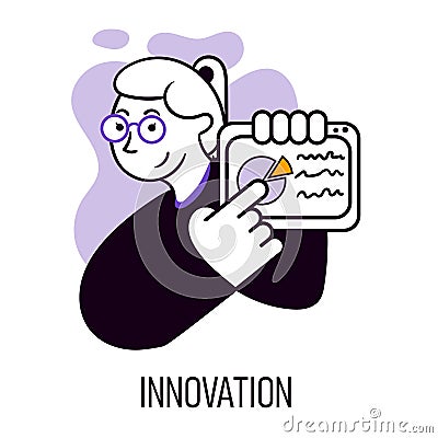 Vector illustration. Managers and marketing workers developing new business innovations for professional growth and Vector Illustration