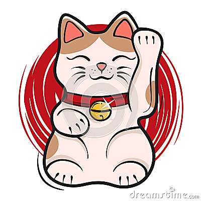 Vector illustration of maneki neko. Japanese lucky cat fortune Vector Illustration