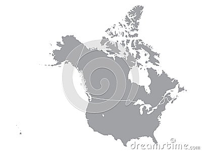 Map of Northern America without Mexico Vector Illustration