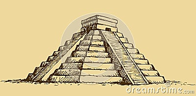 Vector Illustration With Mayan Pyramids In Mexico Stock Vector - Image ...