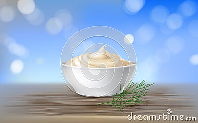 Vector illustration of mayonnaise, sour cream, sauce, sweet cream, yogurt, cosmetic cream Vector Illustration