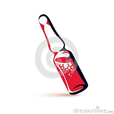 Vector illustration of medical ampoule isolated on white. Vector Illustration
