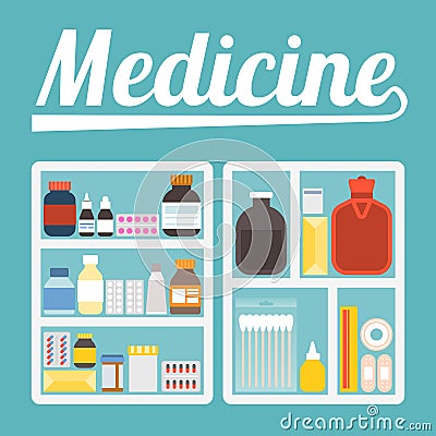 Vector illustration of medicine cupboard Vector Illustration