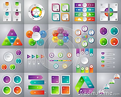 Vector illustration of a mega collection of colorful infographic Vector Illustration