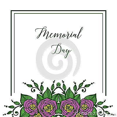 Vector illustration memorial day with various pattern art of rose flower frames Vector Illustration