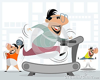 Men in the gym Vector Illustration