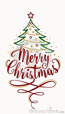 Vector illustration of merry christmas lettering text sign Vector Illustration