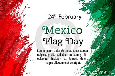 Vector illustration Mexico National Day, Mexican flag in trendy style. 24 February Day of Flag Mexico. Design template Vector Illustration