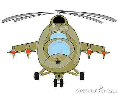 Vector illustration of the military helicopter with weapon type frontal Vector Illustration