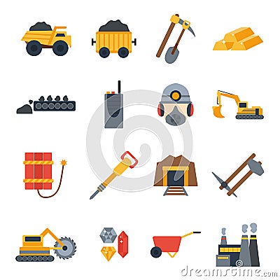 Vector illustration with mining icons Vector Illustration
