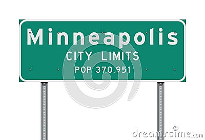 Minneapolis City Limits road sign Cartoon Illustration