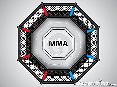 MMA octagon cage Vector Illustration