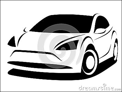 Vector illustration of a modern car with a sporty aerodynamic design Vector Illustration