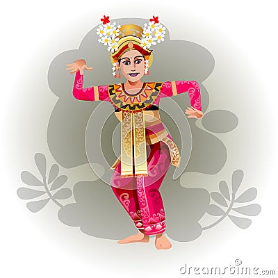 Balinese legong Dance Vector Illustration