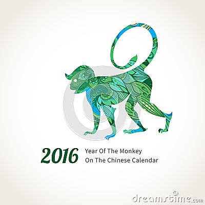 Vector illustration of monkey, symbol of 2016. Vector Illustration