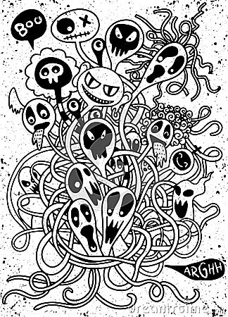 Vector illustration of Monsters and cute alien friendly, cool Vector Illustration