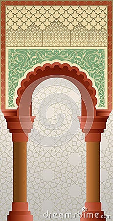 Moroccan door facade in classic color Vector Illustration