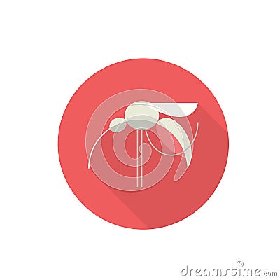 Vector illustration. Mosquito as Red Flat Design Icon Vector Illustration