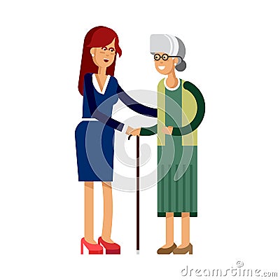 Vector illustration mother and daughter. . Vector Illustration