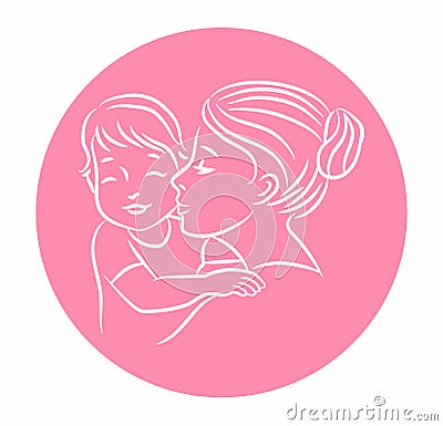 Vector illustration of mother and her baby Vector Illustration