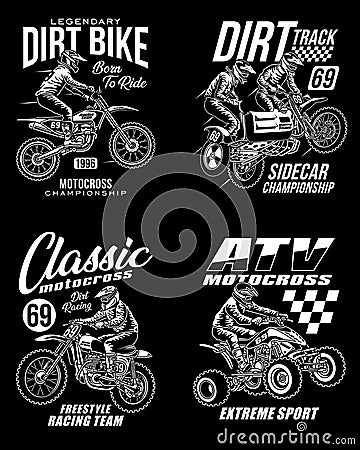 Vector Illustration Motocross Graphic T-shirts Collection Vector Illustration