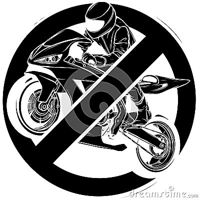 black silhouette of Motorcycle prohibition sign design Vector Illustration